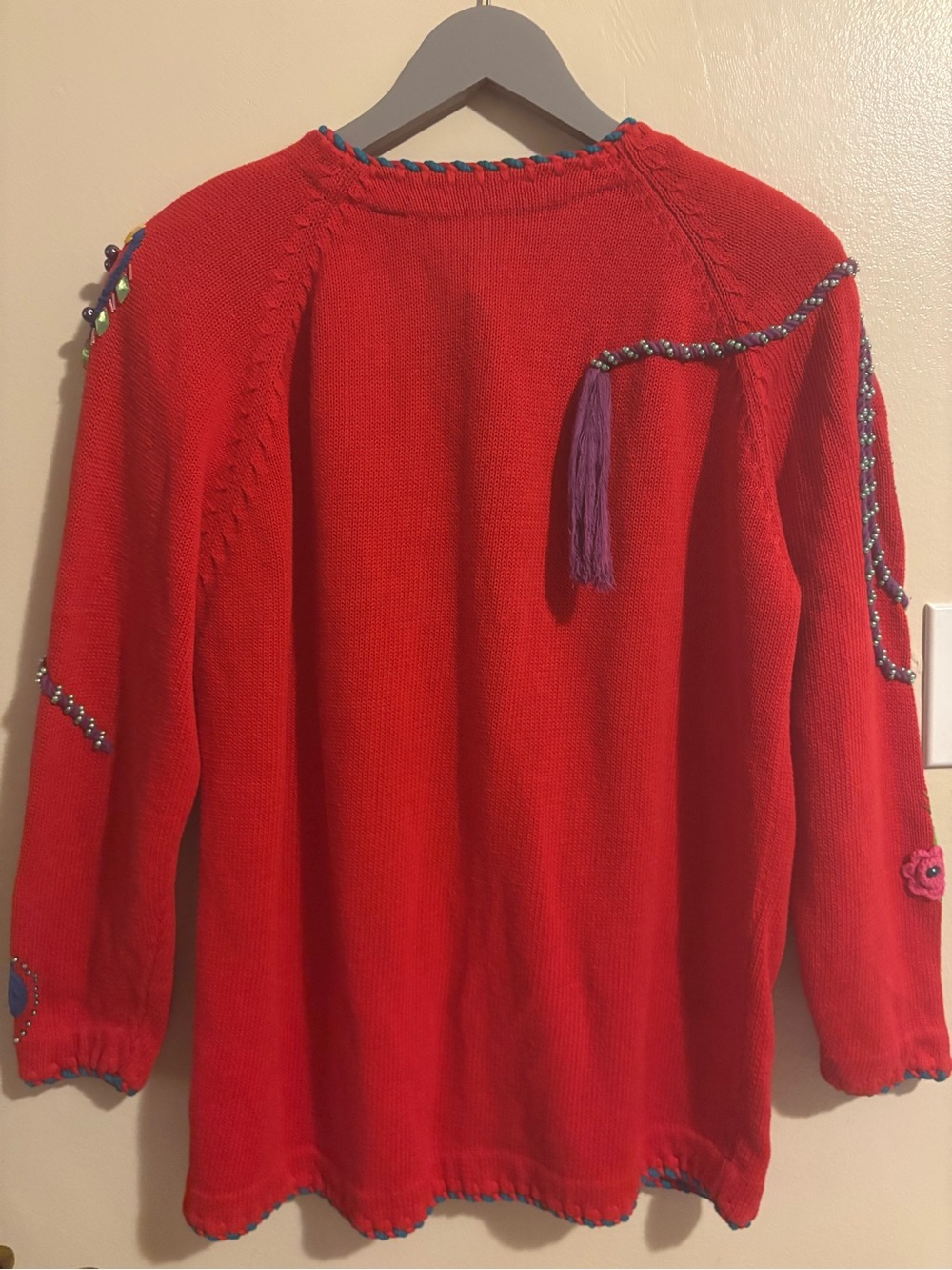 Vintage Western Beaded Cardigan Sweater X-Large Festival Stampede Cowgirl Music - Picture 12 of 12